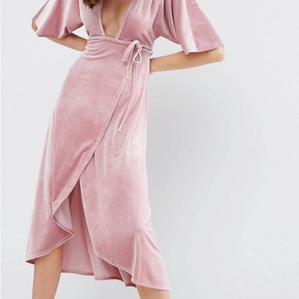 ASOS Blush Pink High-Low Wrap Dress